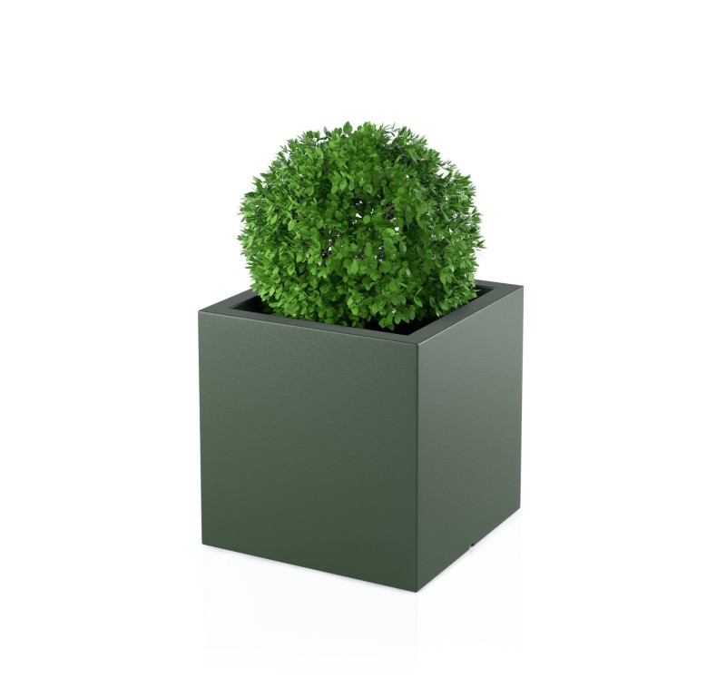 Donica Pixel Pot butelkowa zieleń + roślina.jpg