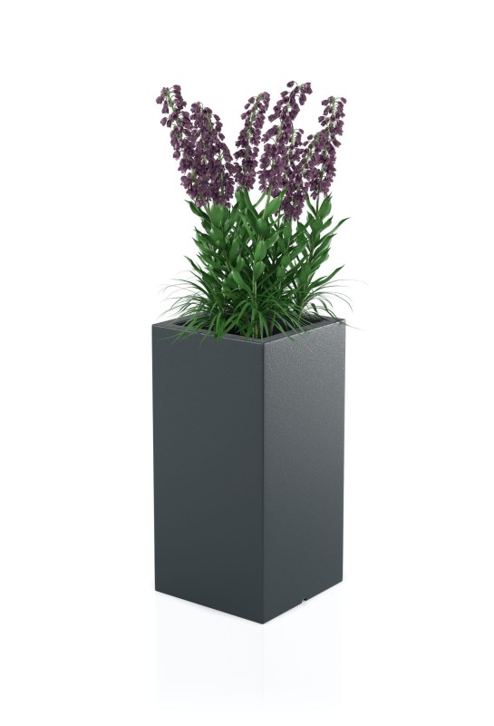 Donica_Tower_pot_antracyt_roślina