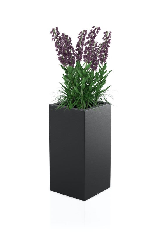 Donica Tower pot czarna + roślina.jpg