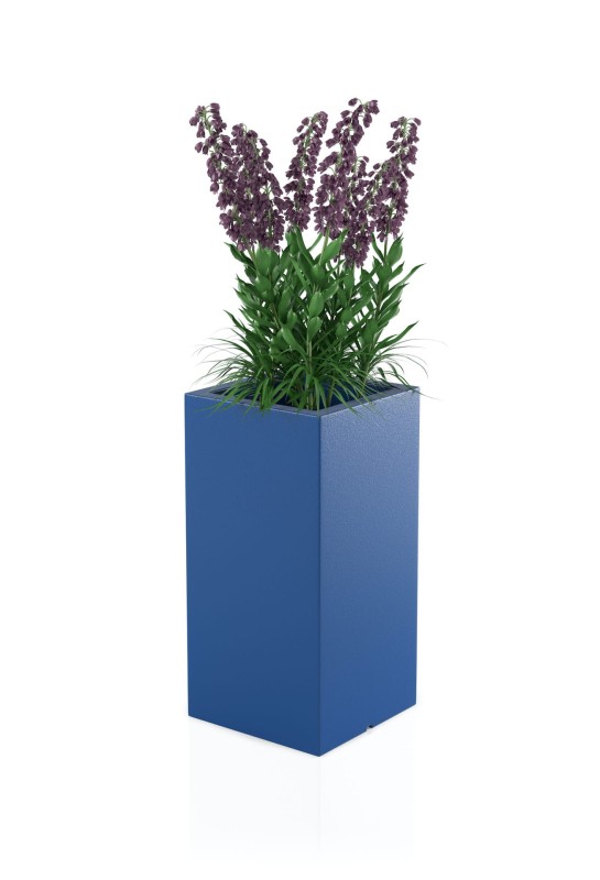 Donica Tower pot niebieska + roślina.jpg