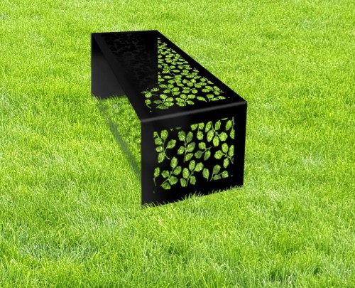 Metalowa ławka ogrodowa z dekoracyjnym wzorem