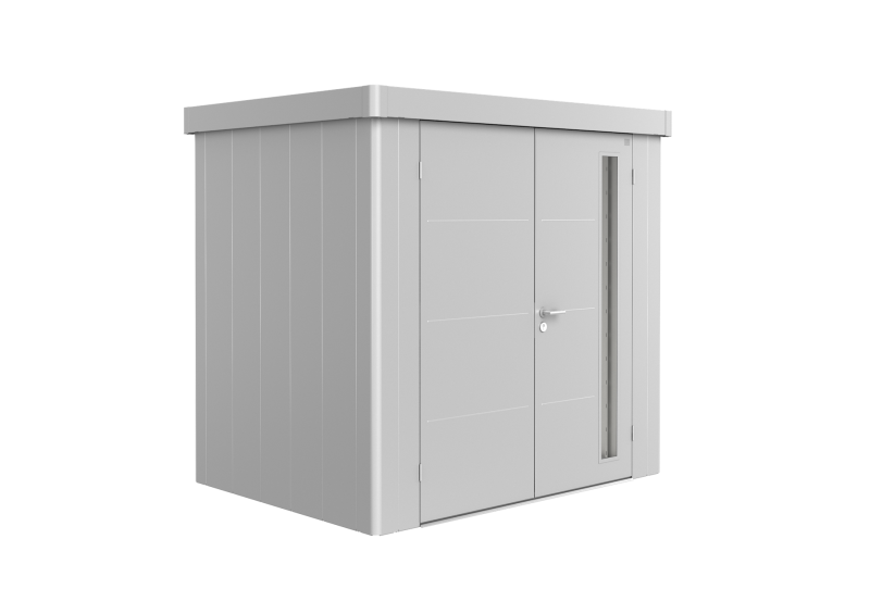 81060_Neo_1B_domek_ogrodowy_Neo_Biohort_srebrny_drzwi_podwójne