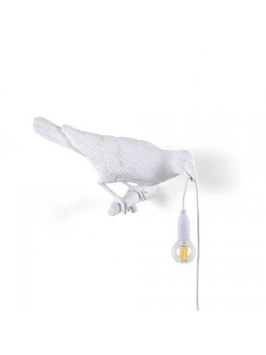 Lampa ogrodowa ptak patrzący w prawo biały :: BIRD LAMP