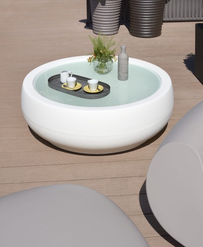 Ogrodowy stolik kawowy ze szklanym blatem :: CHUBBY 