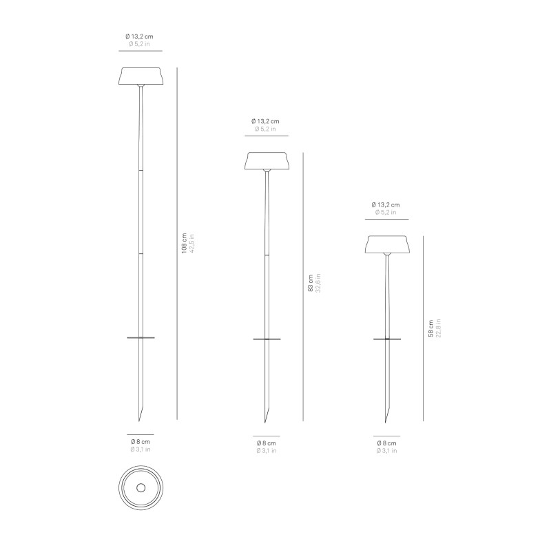 ogrodowa_lampka_USB_Zafferano-Lampes-à-porter_Sister Light picchetto_wbijana w grunt_zielona_metaliczna