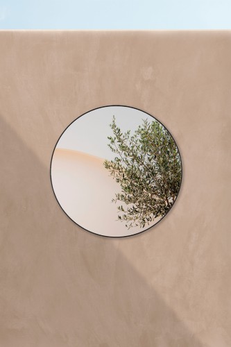 Lustro ogrodowe okrągłe ::  w czarnej, aluminiowej ramie śr. 105 cm