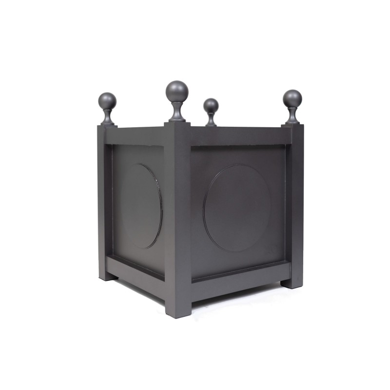 Aluminiowa_donica_ogrodowa_z_kółkiem_+ _kulki_ozdobne_antracyt_Decofero