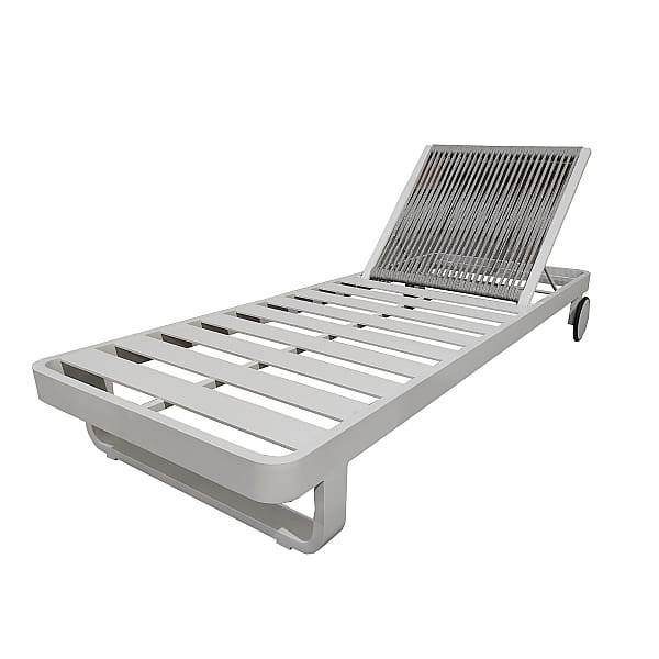 Leżak_ogrodowy_DURBUY_ALU WHITE MAT BACK ROPE L GREY MELANGE