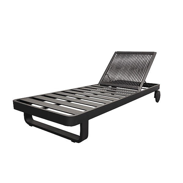 Leżak_ogrodowy_DURBUY_ALU CHARC MAT BACK ROPE CHARC BLACK
