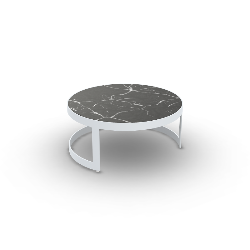 Okrągły_stolik_kawowy_ogrodowy_BURFORD_ALU WHITE MAT CERAMIC DARK MARBLE
