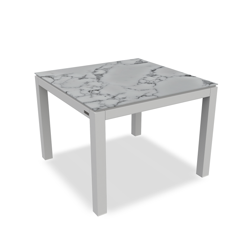 Stół_jadalniany_ogrodowy_DANLI_ALU WHITE MAT CALACATTA 100X100
