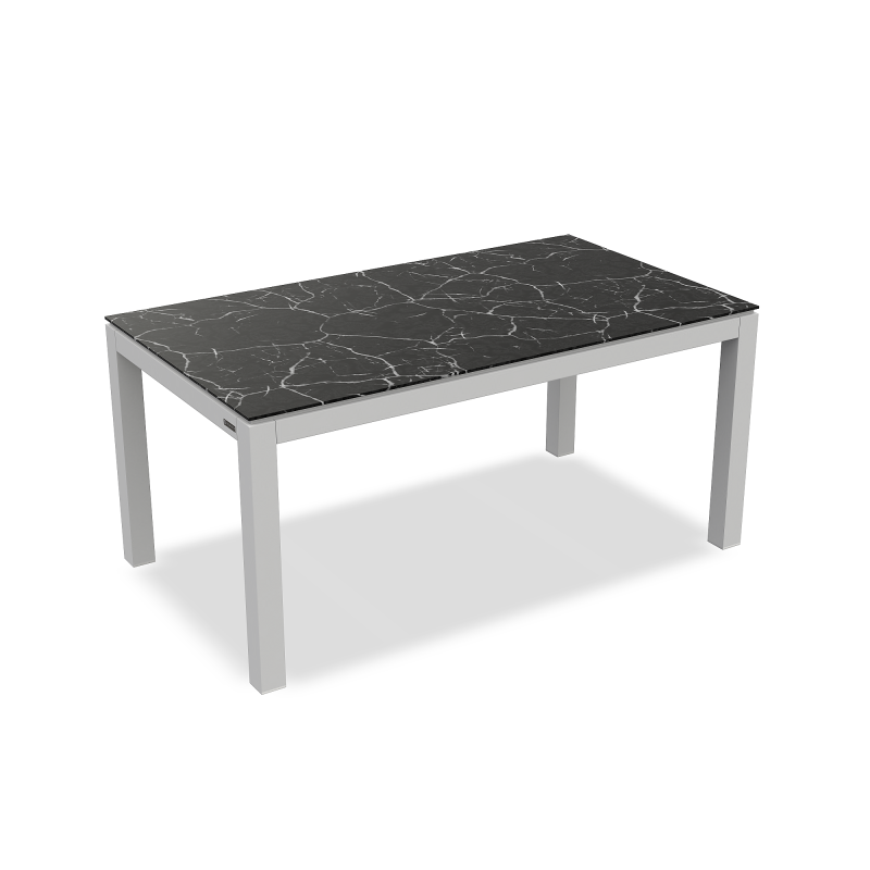 Stół_obiadowy_ogrodowy_DANLI_ALU WHITE MAT BLACK MARBLE 160X90