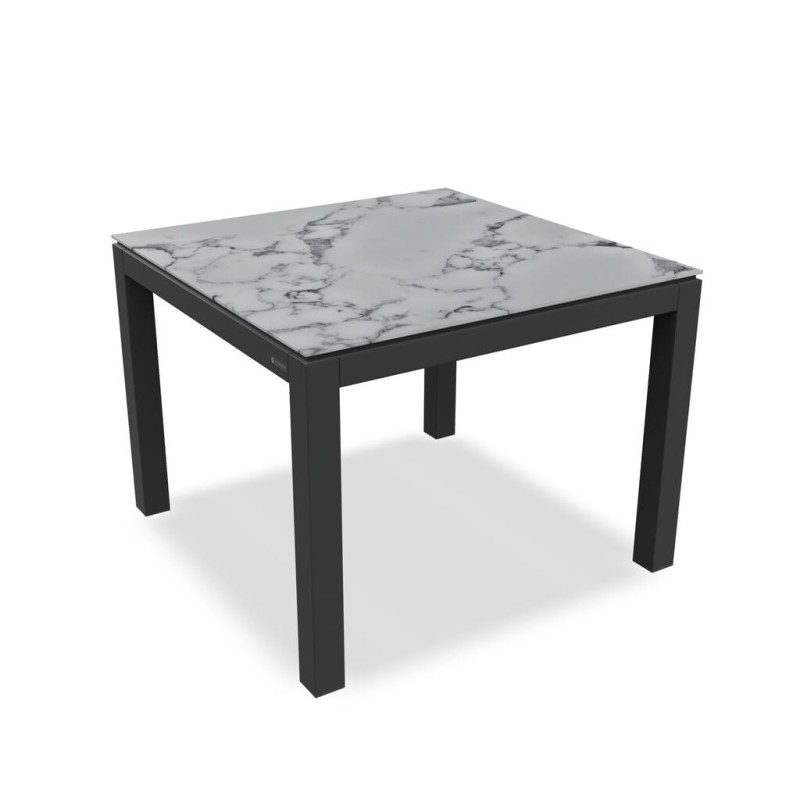Stół_jadalniany_ogrodowy_DANLI_ALU BLACK MAT CALACATTA 100X100