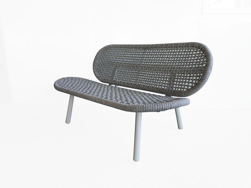 Sofa ogrodowa_SKATE ALU_ALU WHITE MAT ROPE LIGHT GREY MELANGE