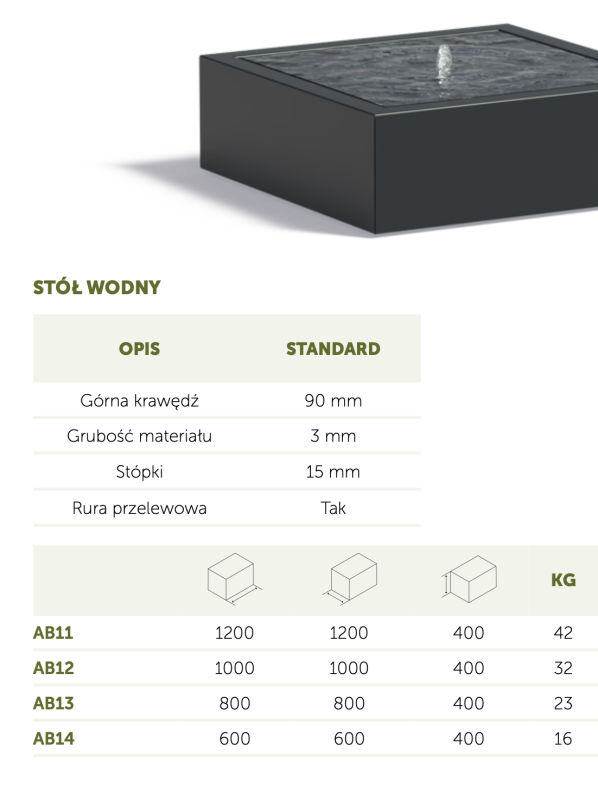 stół wodny SQUARE_stół_wodny_fontanna_Adezz