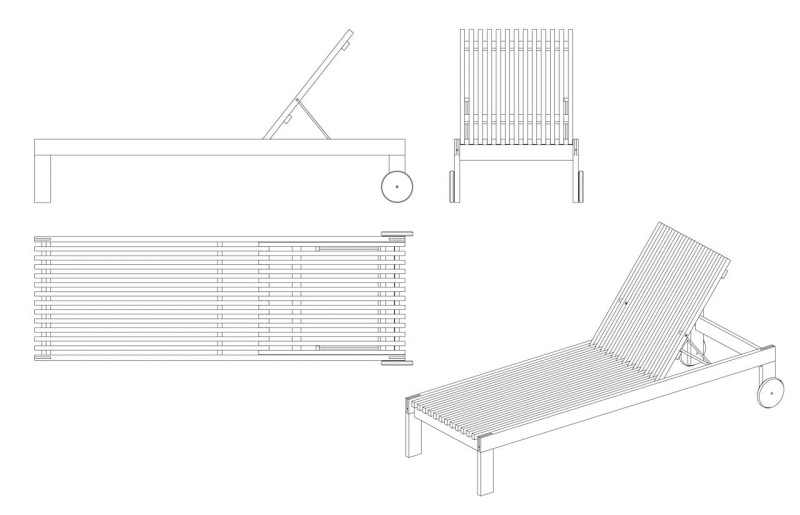 ogrodowy_leżak_teak_AMAZE_caneline_z_poduszką
