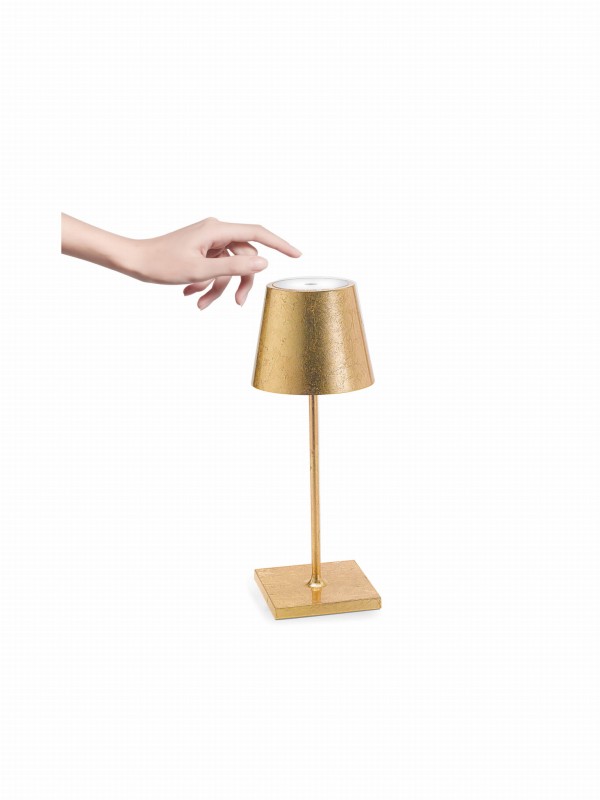 lampa_stołowa_bezprzewodowa_USB_Zafferano_Poldina-Pro_mini_gold leaf