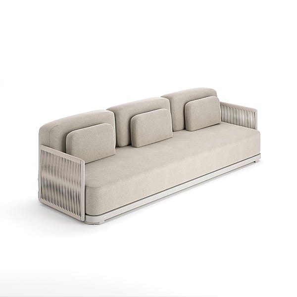 sofa ogrodowa _ Durbuy - sofa 3seat - alu sand mat with armrests - rope beige uni