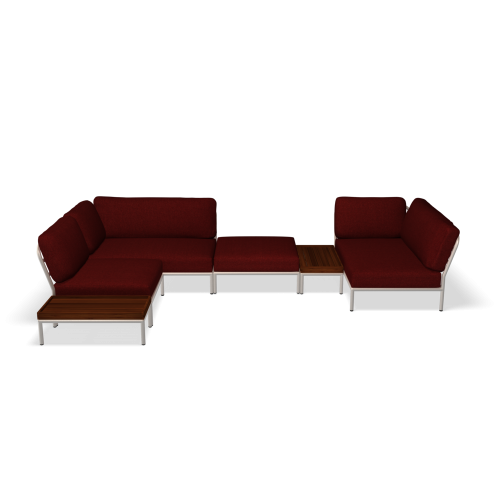 Zestaw ogrodowych mebli wypoczynkowych z dwoma stolikami biały :: LEVEL set04: 352,5x213 cm