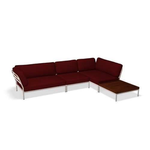 Zestaw ogrodowych mebli wypoczynkowych narożnik ze stolikiem biały :: LEVEL set08 : 312x139 cm