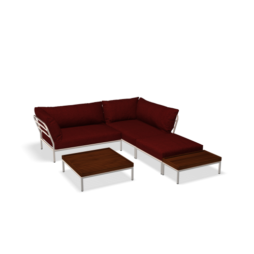 Zestaw ogrodowych mebli wypoczynkowych - narożnik z stolikami Biały :: LEVEL2 set02: 232x260 cm