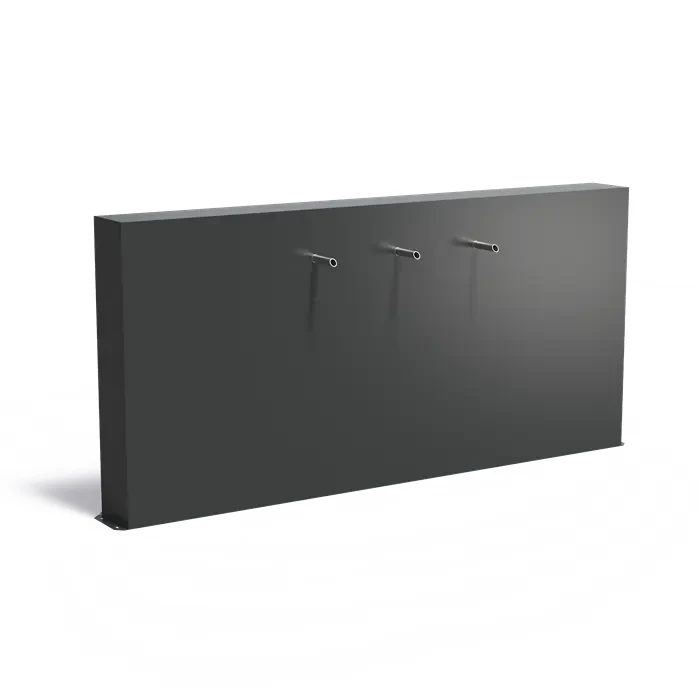 Ściana stawowa wolnostojąca z wodospadem z fontanną z trzema wylewkami :: aluminium