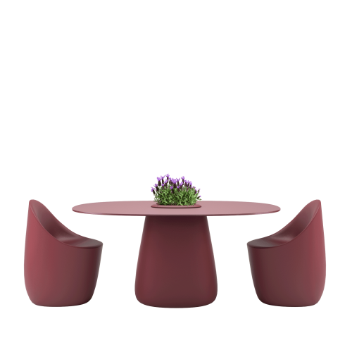 Stół ogrodowy 160 cm blat HPL QEEBOO :: COBBLE w otworem w blacie