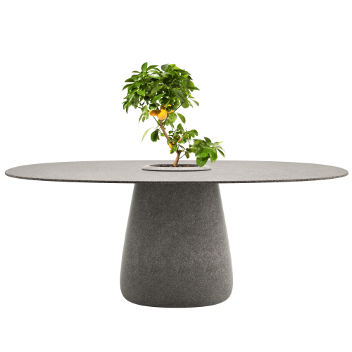 Stół ogrodowy 190 cm blat ceramiczny QEEBOO :: COBBLE z otworem w blacie