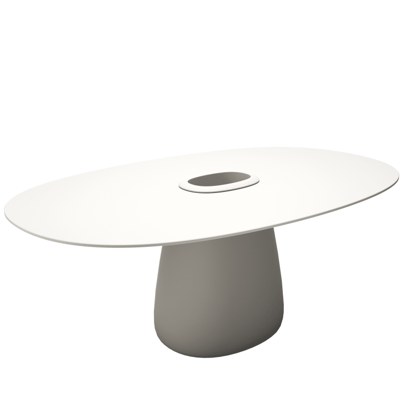 stół_ogrodowy_blat_owalny_ceramiczny_190 cm_qeeboo-cobble-table-with--bucket-big-design-elisa-giovannoni_warm_white_kolor_biały