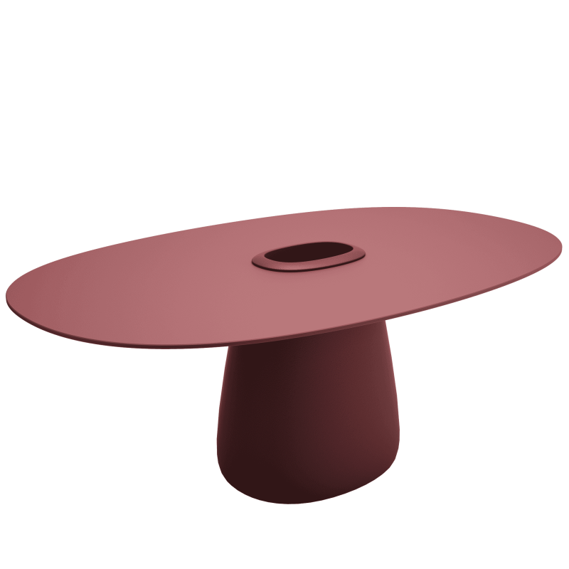 stół_ogrodowy_blat_owalny_ceramiczny_190 cm_qeeboo-cobble-table-with--bucket-big-design-elisa-giovannoni_indian_red_bordowy