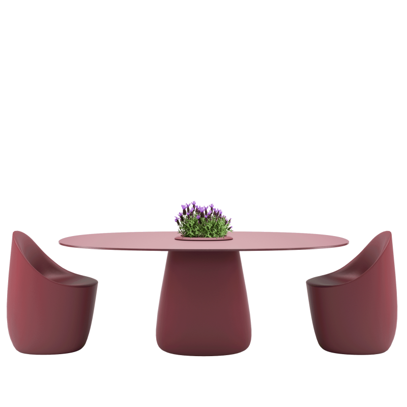 stół_ogrodowy_blat_owalny_ceramiczny_190 cm_qeeboo-cobble-table-with--bucket-big-design-elisa-giovannoni_indian_red_bordowy