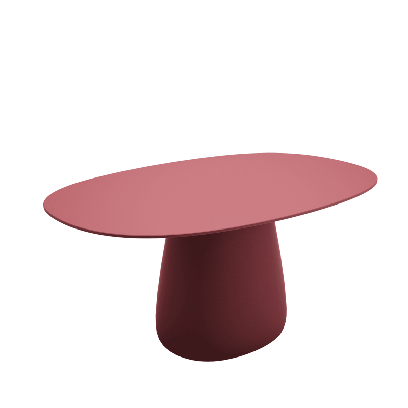 stół-ogrodowy-blat-owalny-160 cm-HPL-qeeboo-cobble-design-elisa-giovannoni-kolor-bordwy-indian-red