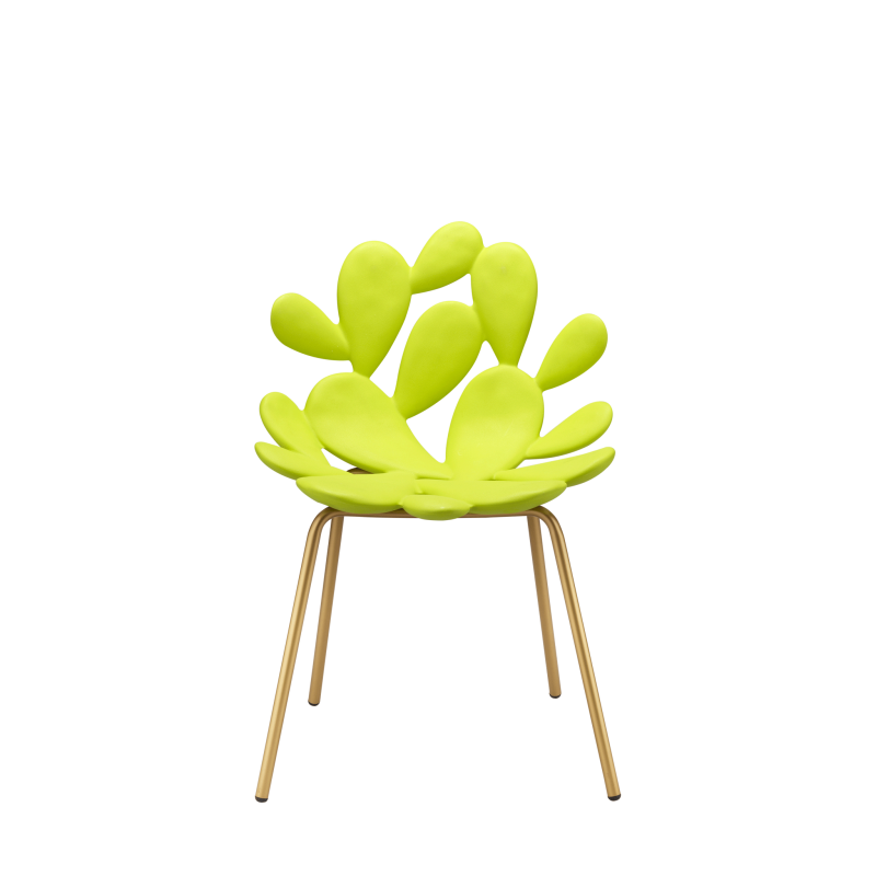 krzesło-komplet 2 sztuki-qeeboo-filicudi-chair-design-marcantonio-yellow-nogi mosiądz