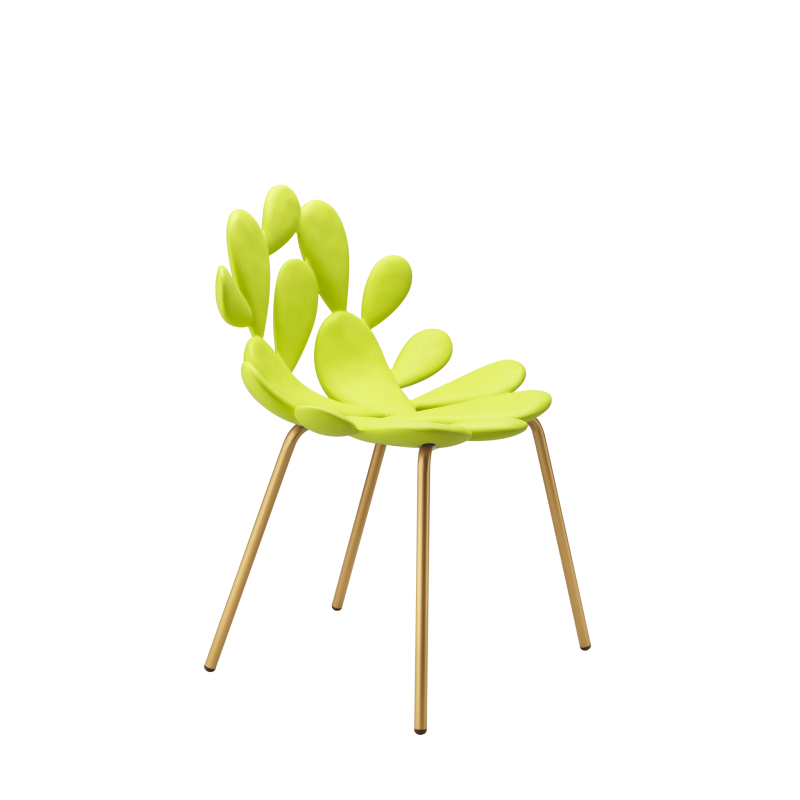 krzesło-komplet 2 sztuki-qeeboo-filicudi-chair-design-marcantonio-yellow-nogi mosiądz